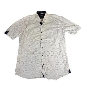 Maceoo Short Sleeve Shirt White Geometric Button Up Italian Mens 4/L Size XL